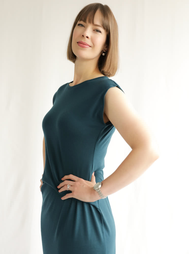 Corina Knit Dress By Style Arc - Pull on knit dress with a twist front