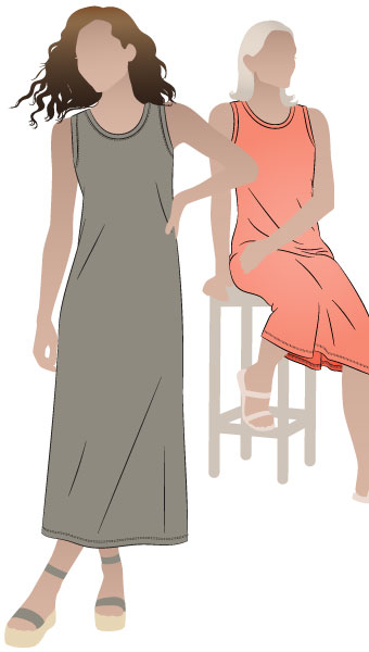 Kim Knit Dress By Style Arc - Slightly A-line sleeveless, ankle or knee length knit dress.