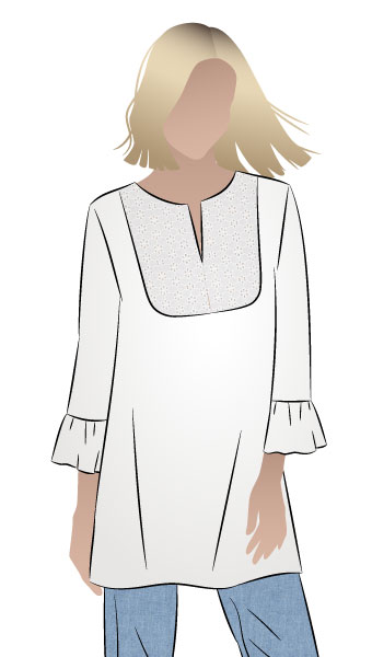 Culliver Woven Tunic By Style Arc - Tunic shape featuring a rounded yoke and ruffled sleeve.