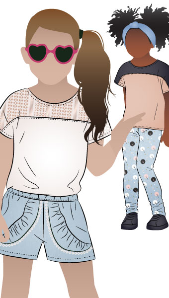 Daisy Kids Top By Style Arc - Square shape knit top featuring yokes and extended shoulders, for kids 2-8