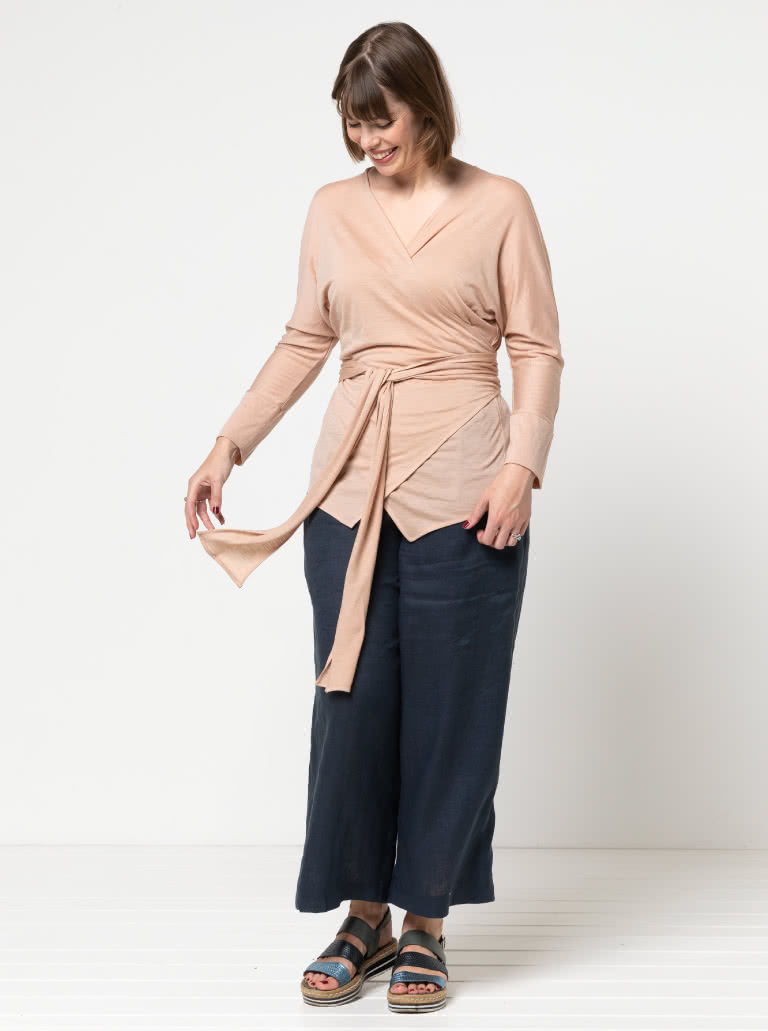 Dale Knit Top By Style Arc - Full wrap knit top with cuffed dolman sleeves.