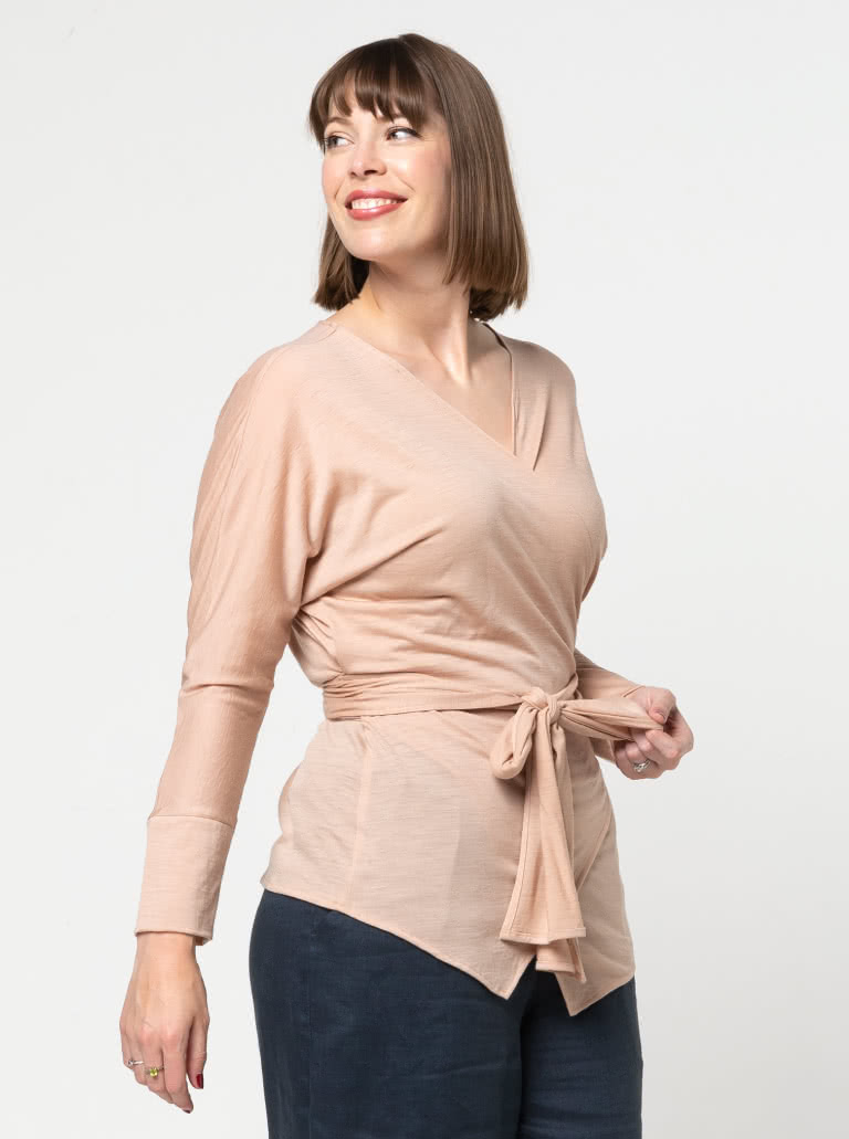 Dale Knit Top By Style Arc - Full wrap knit top with cuffed dolman sleeves.