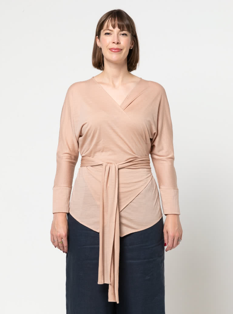 Dale Knit Top By Style Arc - Full wrap knit top with cuffed dolman sleeves.