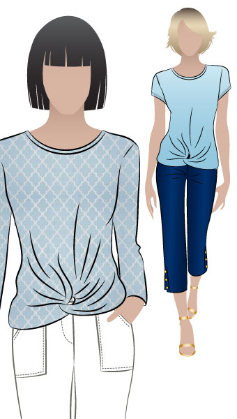 Dee Knit Top By Style Arc - Fashionable knot front "T" top