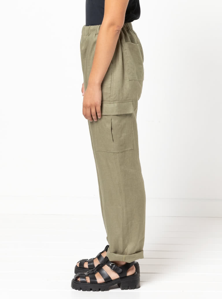 Delta Cargo Pant By Style Arc - Cargo style straight leg pant featuring an elastic waist with front, side seam and back pockets.