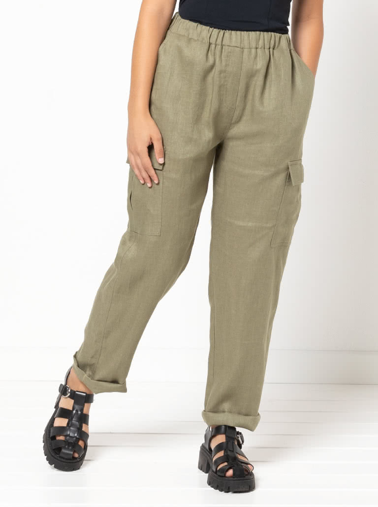 Delta Cargo Pant By Style Arc - Cargo style straight leg pant featuring an elastic waist with front, side seam and back pockets.