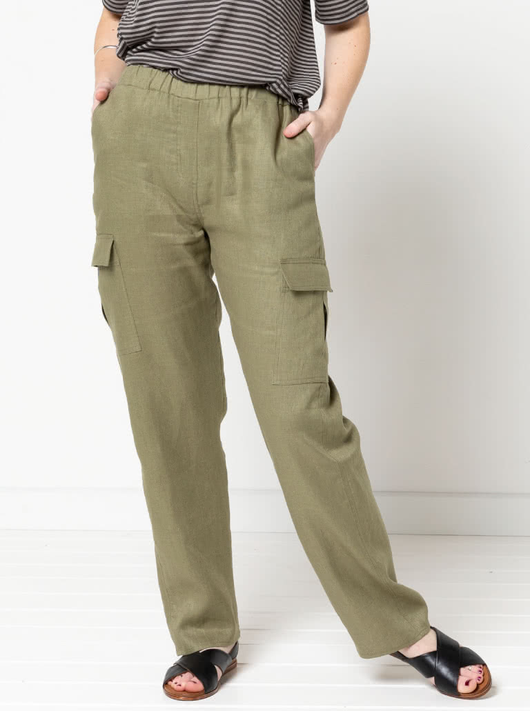 Delta Cargo Pant By Style Arc - Cargo style straight leg pant featuring an elastic waist with front, side seam and back pockets.