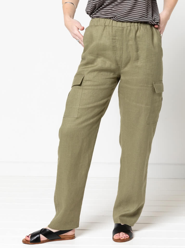 Delta Cargo Pant By Style Arc - Cargo style straight leg pant featuring an elastic waist with front, side seam and back pockets.