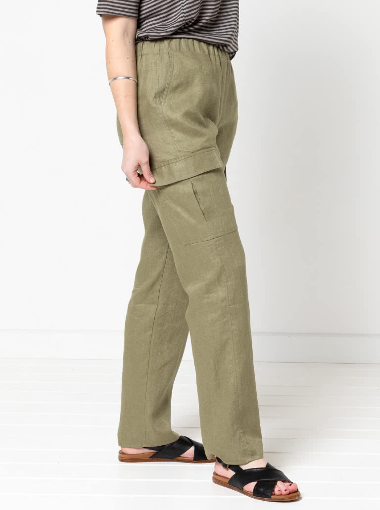 Delta Cargo Pant By Style Arc - Cargo style straight leg pant featuring an elastic waist with front, side seam and back pockets.