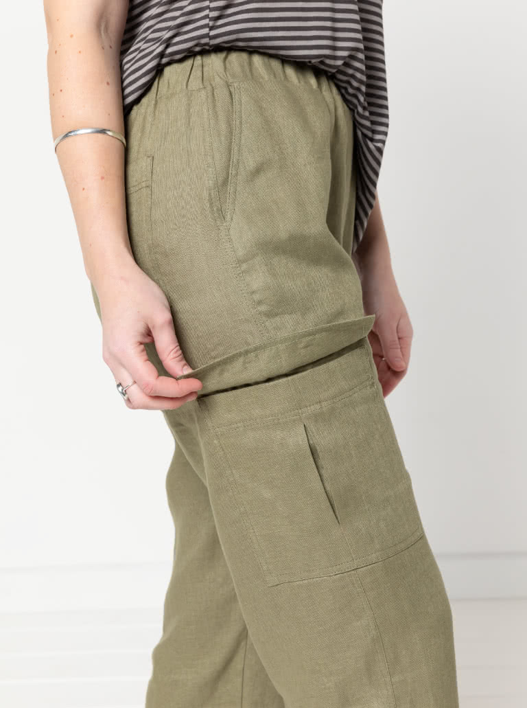 Delta Cargo Pant By Style Arc - Cargo style straight leg pant featuring an elastic waist with front, side seam and back pockets.