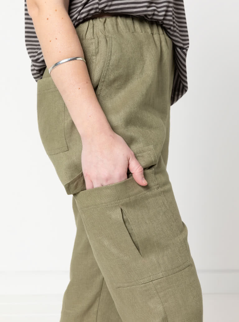 Delta Cargo Pant By Style Arc - Cargo style straight leg pant featuring an elastic waist with front, side seam and back pockets.