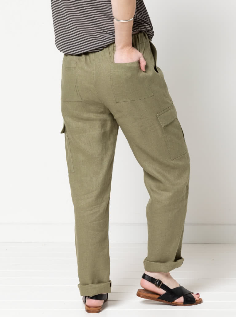 Delta Cargo Pant By Style Arc - Cargo style straight leg pant featuring an elastic waist with front, side seam and back pockets.