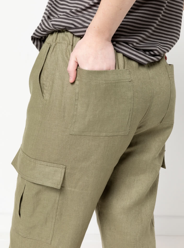 Delta Cargo Pant By Style Arc - Cargo style straight leg pant featuring an elastic waist with front, side seam and back pockets.