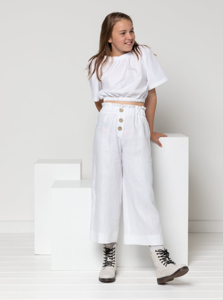 Delta Teens Top Dress By Style Arc - Gathered semi cropped teens top or dress, with elastic neckline, waist, and sleeves, for teens 8 - 16