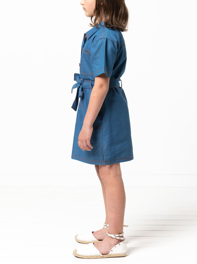Demi Teens Dress By Style Arc - Panelled dress with front pockets, waistband tie and front button tab opening - a pattern for teens 8-16
