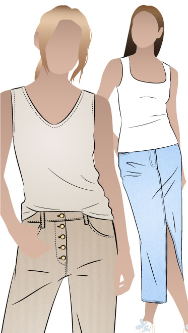 Diana Knit Tank By Style Arc - A versatile sleeveless top in stretch fabric with four different neckline options
