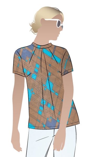 Dimity Woven Top By Style Arc - Unique woven top with tucks falling from stand collar