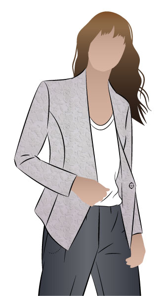 Dorothy Woven Jacket By Style Arc - Unlined fitted jacket with an angled front hemline and two-piece sleeve.