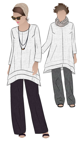 Daisy Designer Tunic and Pant Outfit By Style Arc - Designer tunic top and pant pattern bundle.