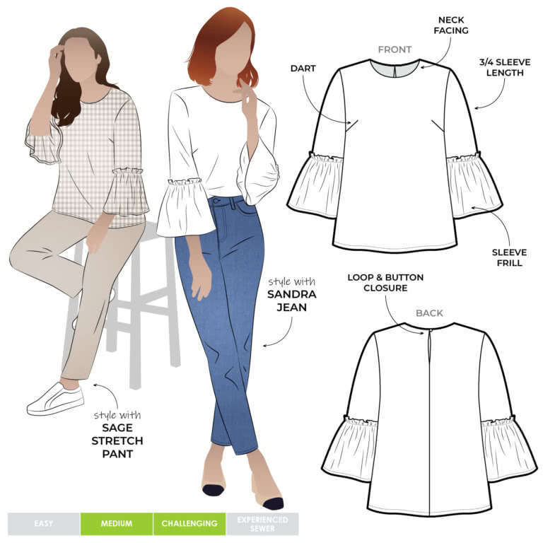 Effie Woven Top Sewing Pattern – Casual Patterns – Style Arc