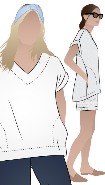 Elani Tunic By Style Arc - Tunic top featuring an extended shoulder line, pockets & shaped hemline