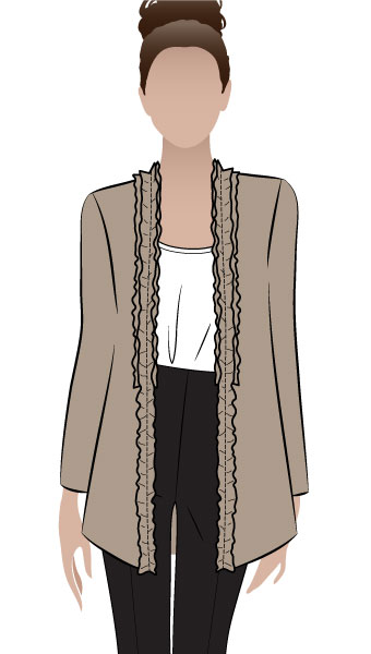 Ella Frill Knit Cardi By Style Arc - Casual knit cardi with front double frill trim