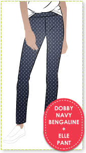 Elle Pant and Dobby Jacquard Navy Bengaline Fabric Sewing Pattern Fabric Bundle By Style Arc