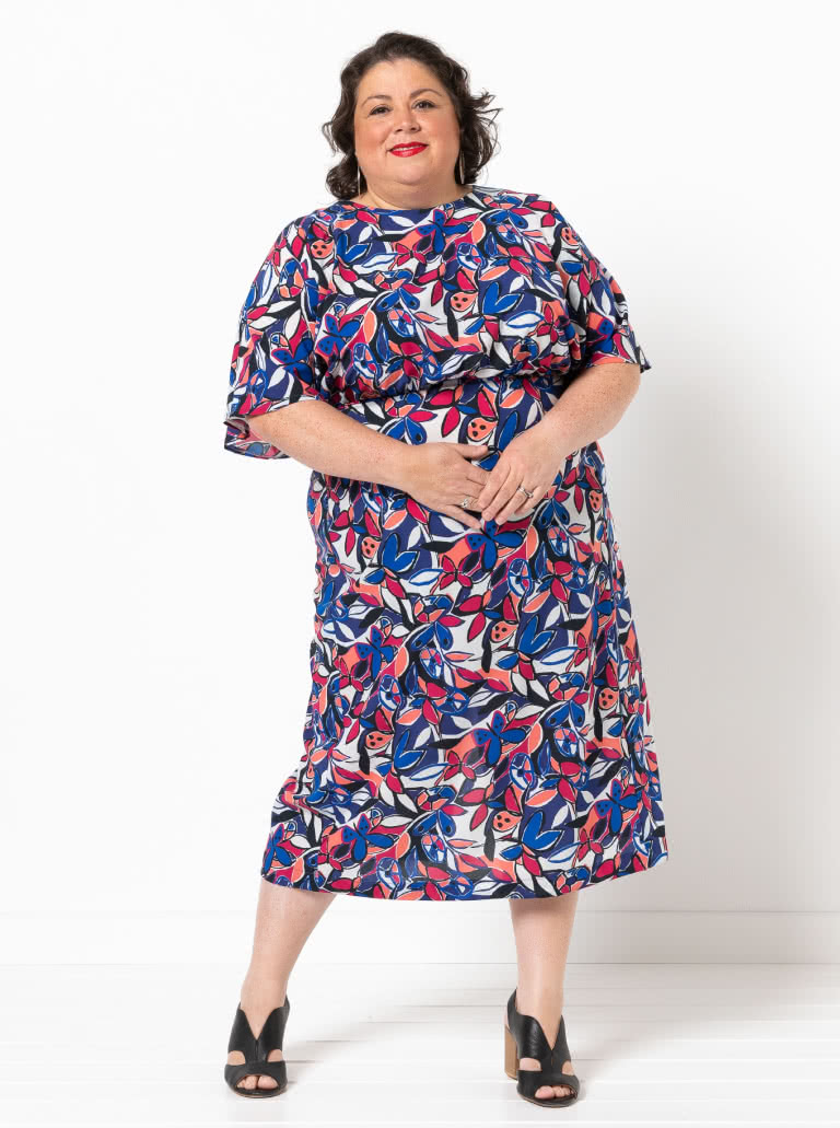 Elsbeth Woven Dress By Style Arc - Gathered front bodice and optional sleeves, with fitted panelled skirt.