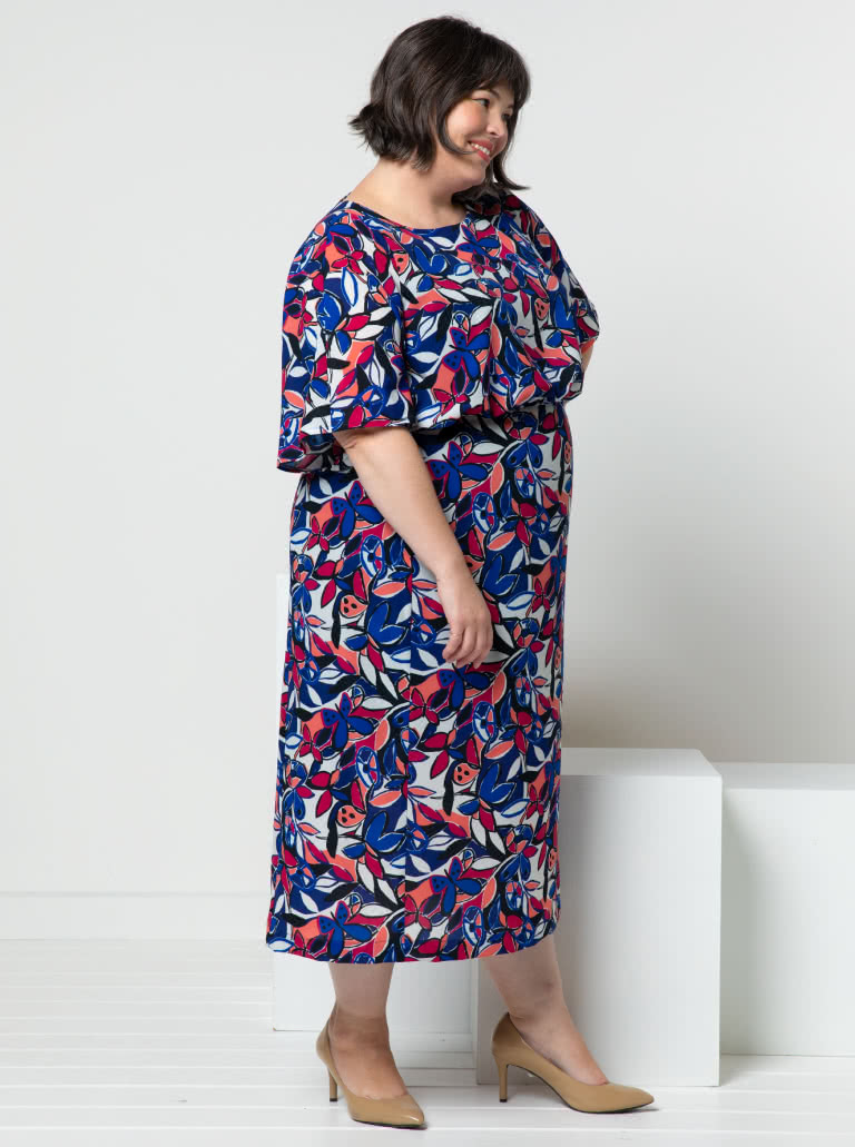 Elsbeth Woven Dress By Style Arc - Gathered front bodice and optional sleeves, with fitted panelled skirt.