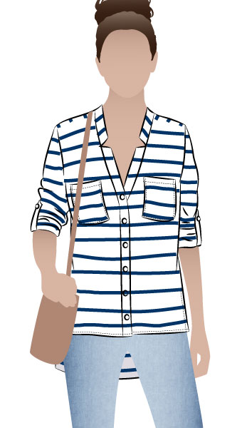 Elsie Woven Overshirt By Style Arc - Fabulous over shirt with the fashionable “reverse revere”