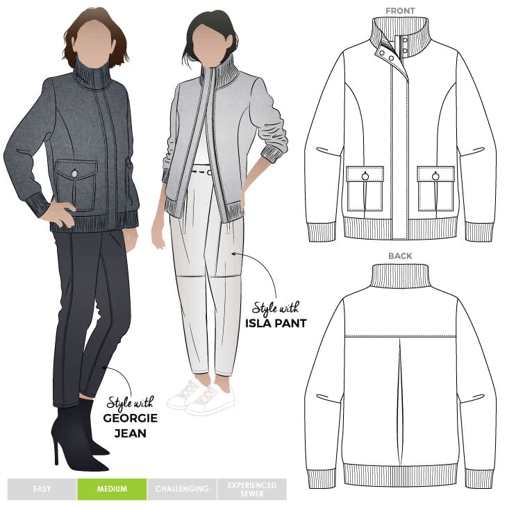 Emelia Jacket Sewing Pattern PDF – PDF Casual Patterns – Style Arc