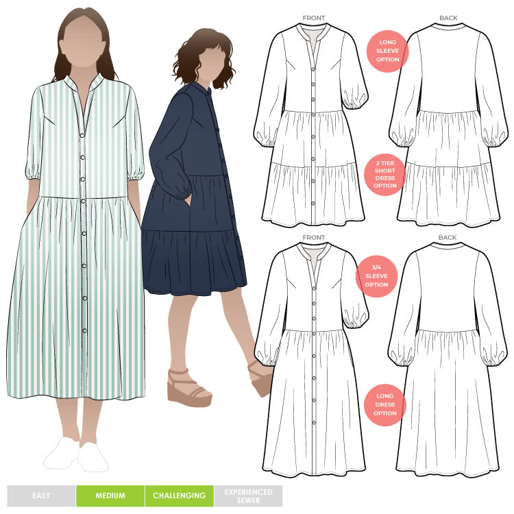 Emerson Woven Dress Sewing Pattern – Casual Patterns – Style Arc