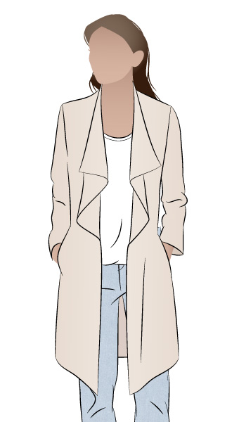 Estelle Ponte Jacket By Style Arc - Knee length jacket with waterfall collar