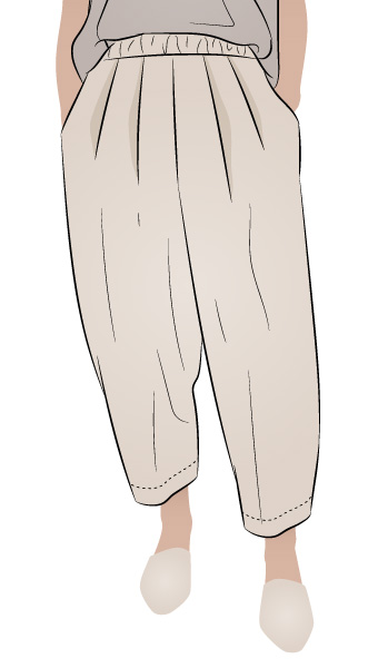 Ethel Designer Pant By Style Arc - Elastic waist crop Gaucho pant.