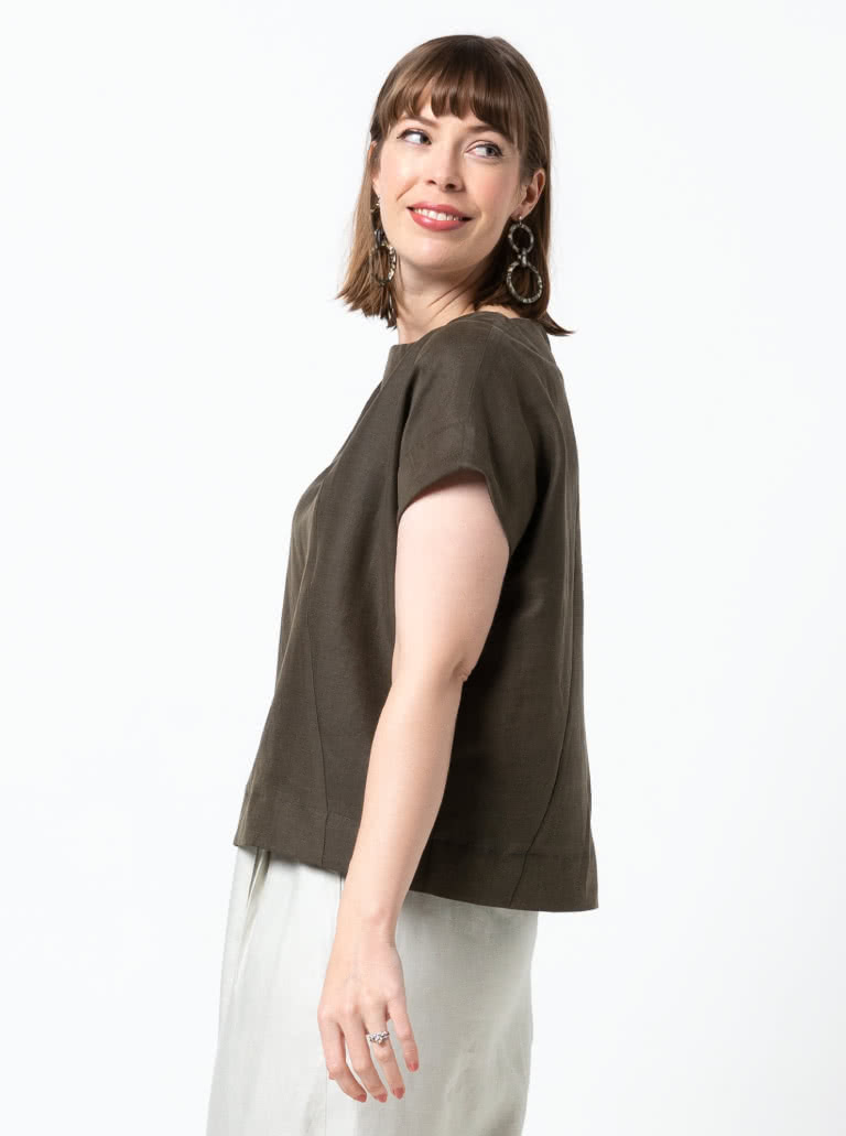 Ethel Designer Top By Style Arc - Square shaped top with angled design lines and extended shoulder line.