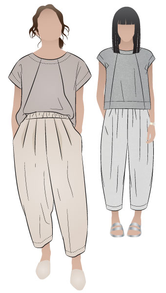 Ethel Top + Pant Outfit By Style Arc - Refined but relaxed top and pant pattern bundle.