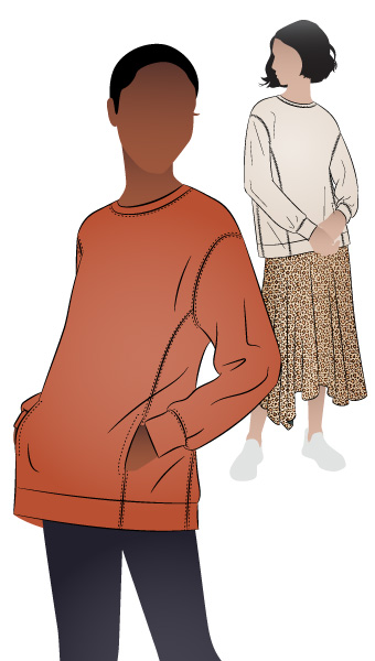 Fenix Sweatshirt By Style Arc - Basic dropped shoulder sweatshirt featuring side panels with inseam pockets.