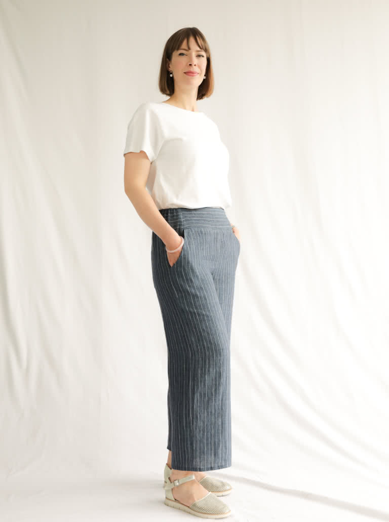 Fifi Woven Pant By Style Arc - Pull-on wide leg pant sewing pattern for woven fabrics