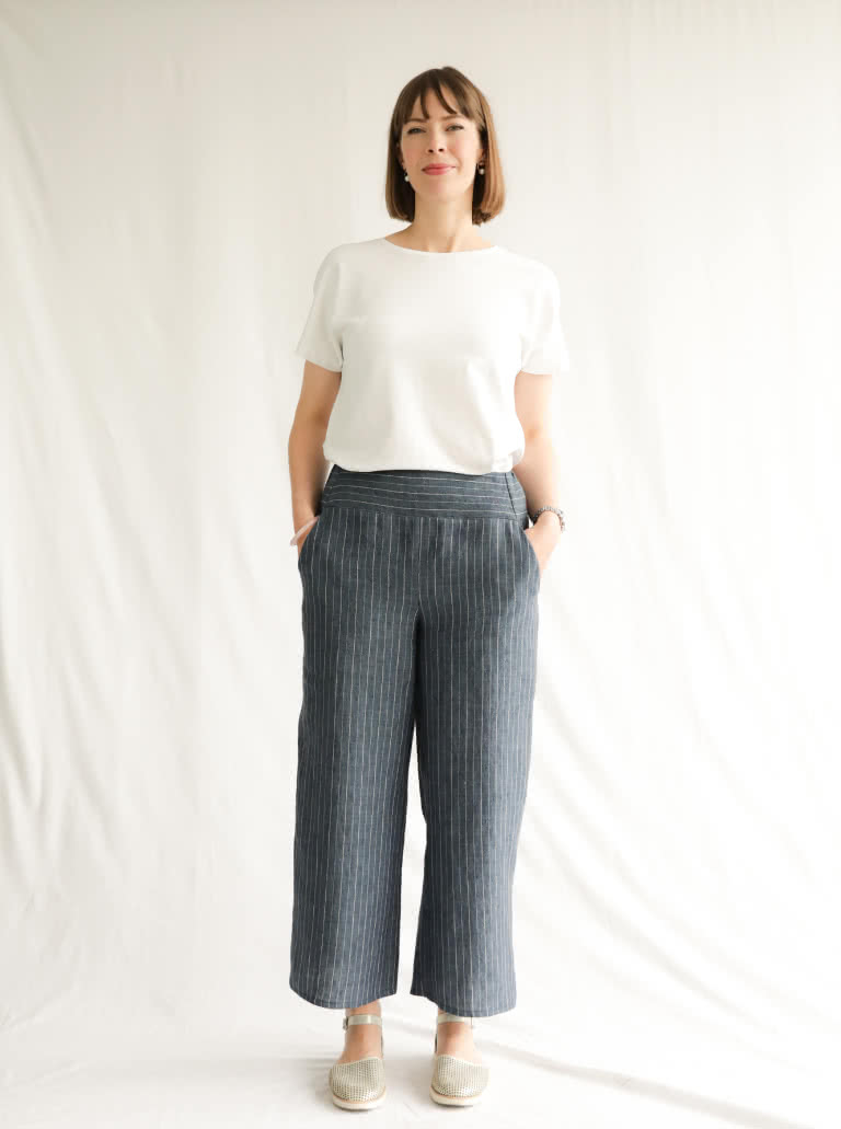 Fifi Woven Pant By Style Arc - Pull-on wide leg pant sewing pattern for woven fabrics