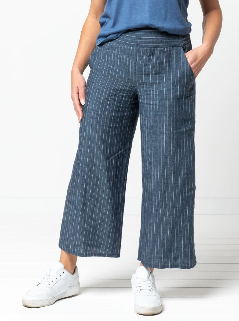 Fifi Woven Pant By Style Arc - Pull-on wide leg pant sewing pattern for woven fabrics