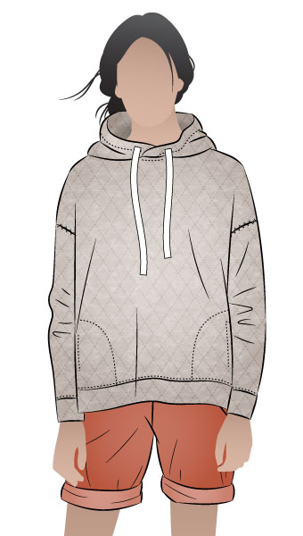Fitzroy Hoodie By Style Arc - Square shaped windcheater with a hood and in seam pockets.