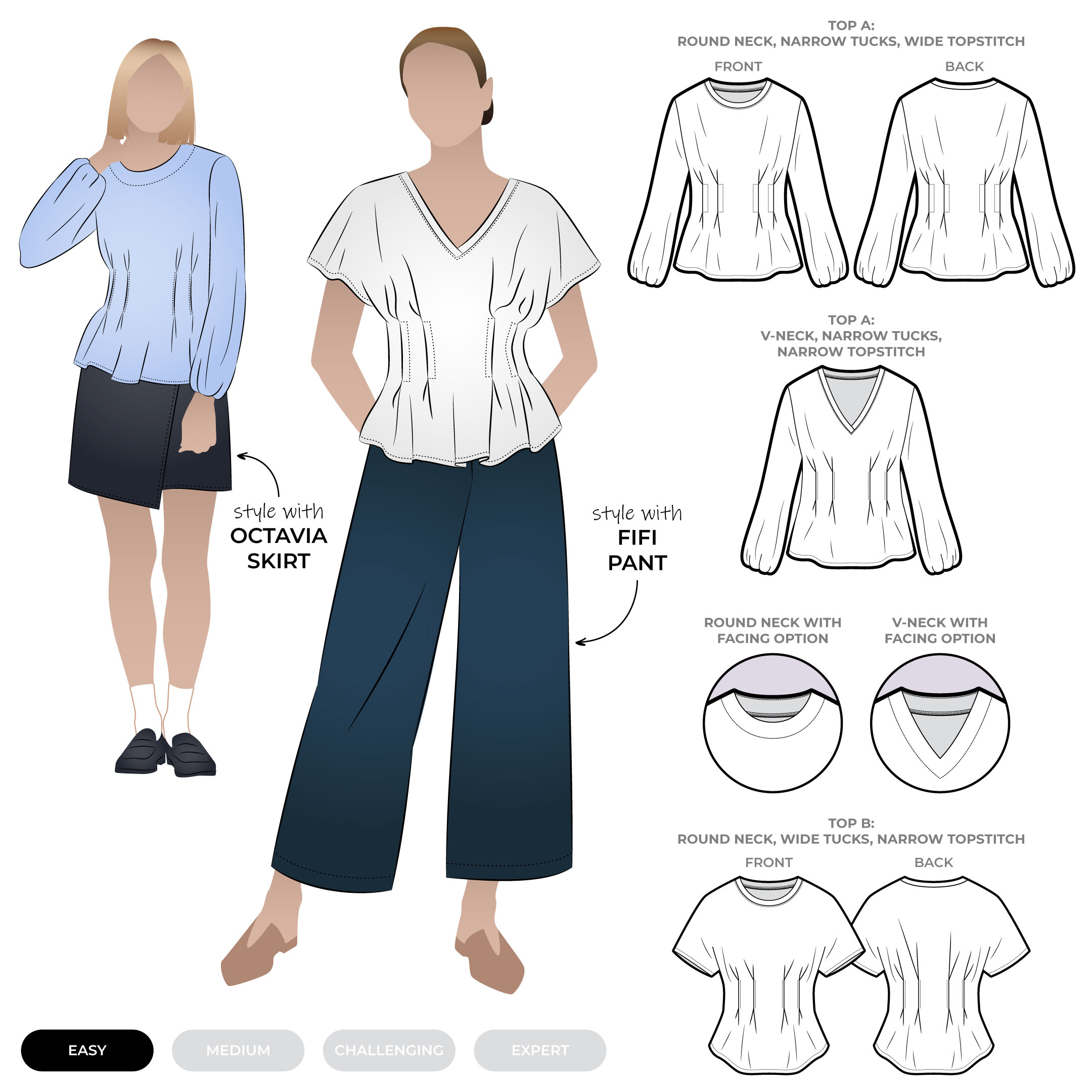 Flick Knit Top Flick Knit Top by Style Arc - Long sleeve or sleeveless knit top with tuck details
