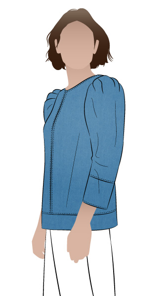 Florence Woven Top By Style Arc - Easy fit woven top with statement tuck shoulder detail. Use contrast stitch to highlight design details.