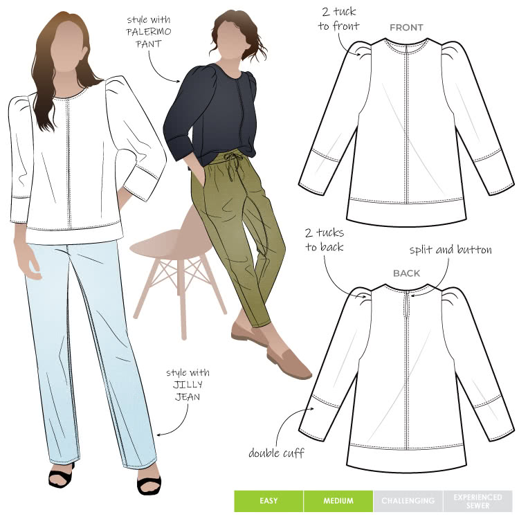 Florence Woven Top Sewing Pattern – Casual Patterns – Style Arc