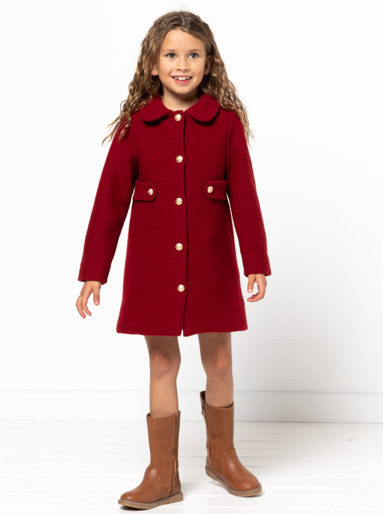 Florian Kids Jacket and Coat By Style Arc - Traditional long button through sleeve coat/jacket, for kids 02-08