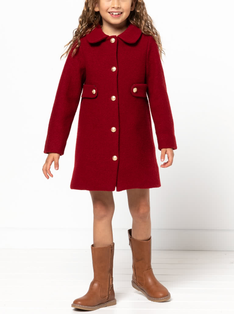 Florian Kids Jacket and Coat By Style Arc - Traditional long button through sleeve coat/jacket, for kids 02-08