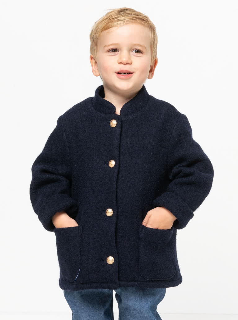 Florian Kids Jacket and Coat By Style Arc - Traditional long button through sleeve coat/jacket, for kids 02-08