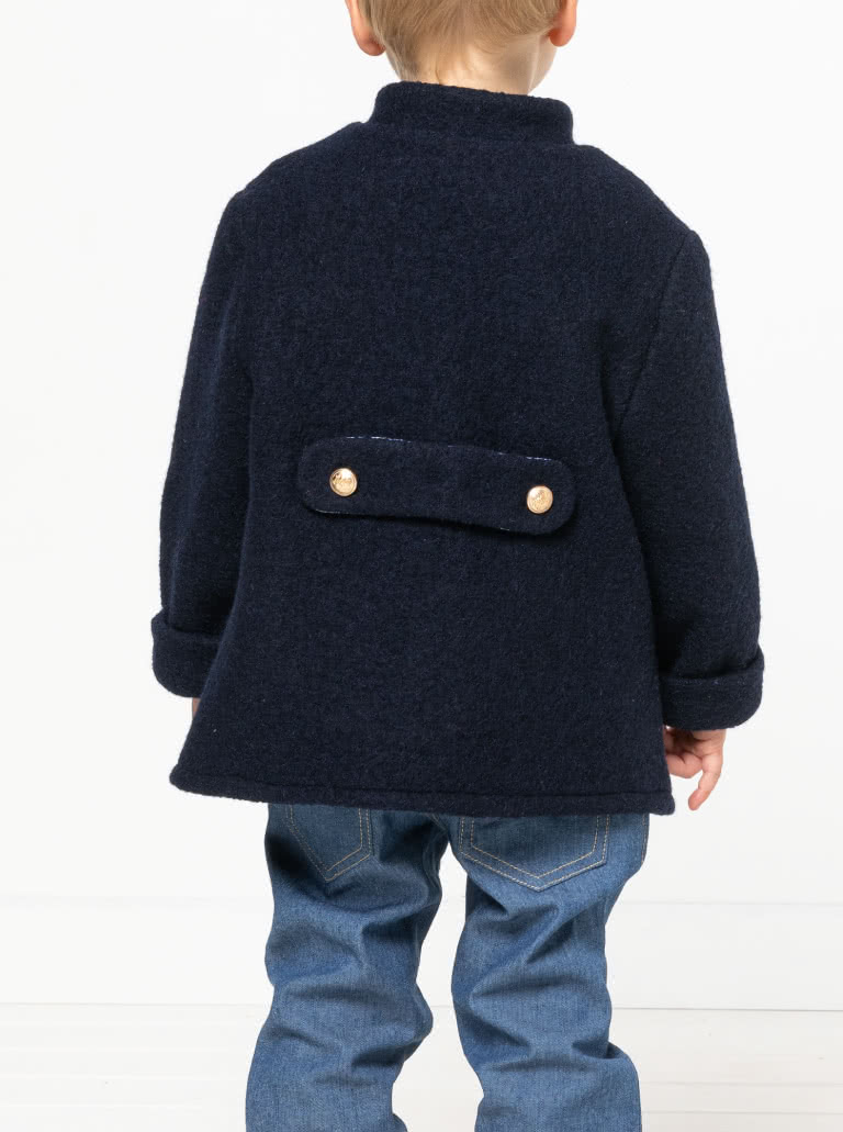 Florian Kids Jacket and Coat By Style Arc - Traditional long button through sleeve coat/jacket, for kids 02-08