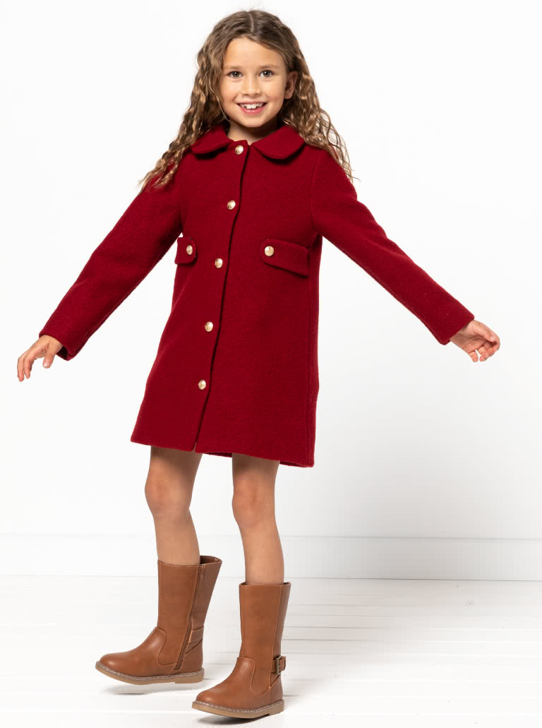 Florian Kids Jacket and Coat By Style Arc - Traditional long button through sleeve coat/jacket, for kids 02-08