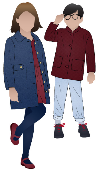 Florian Kids Jacket and Coat By Style Arc - Traditional long button through sleeve coat/jacket, for kids 02-08
